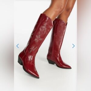 JustFab Teddi Red Western Boots size 7.5 fits best for 6.5